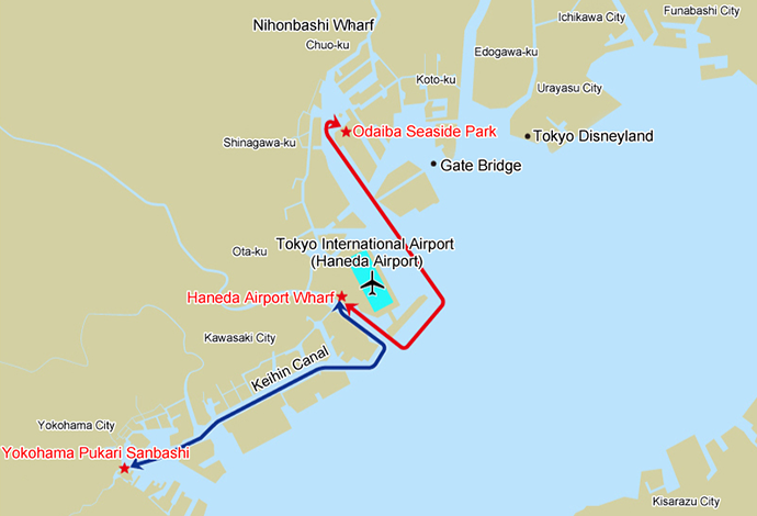橫濱港灣未來浮碼頭~羽田機場碼頭、台場海濱公園~羽田機場碼頭