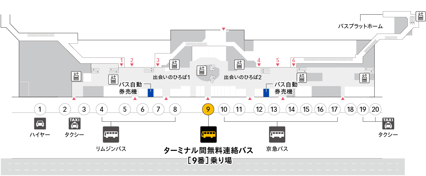 1階(到着ロビー)9番乗り場 画像